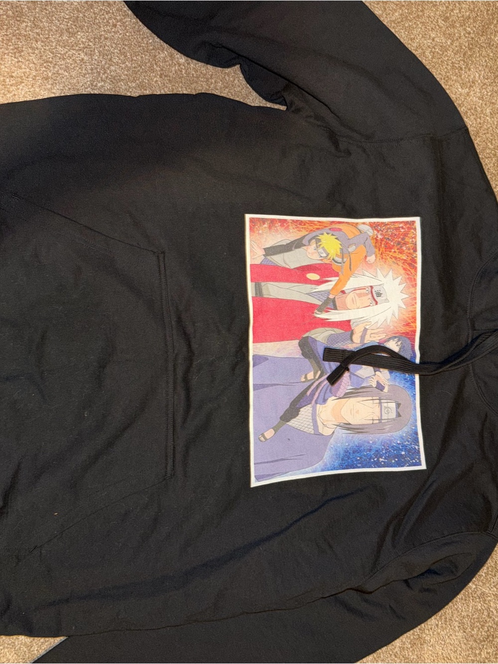 PacSun Black V-Neck Sweater with Colorful Anime Panel